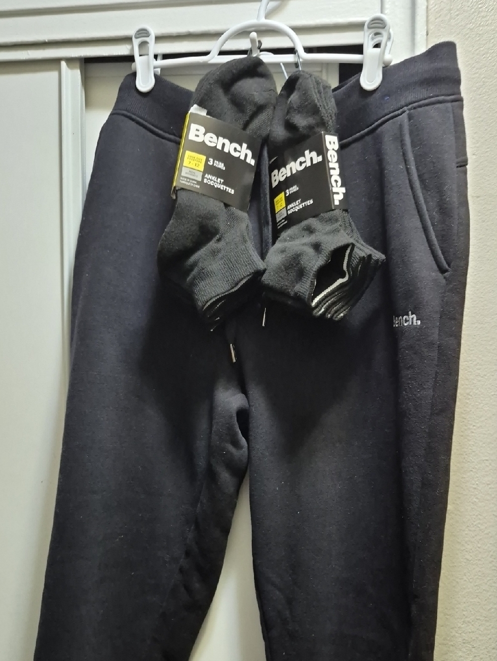 Bench Black Sweatpants with 6pk Ankle Socks Bundle